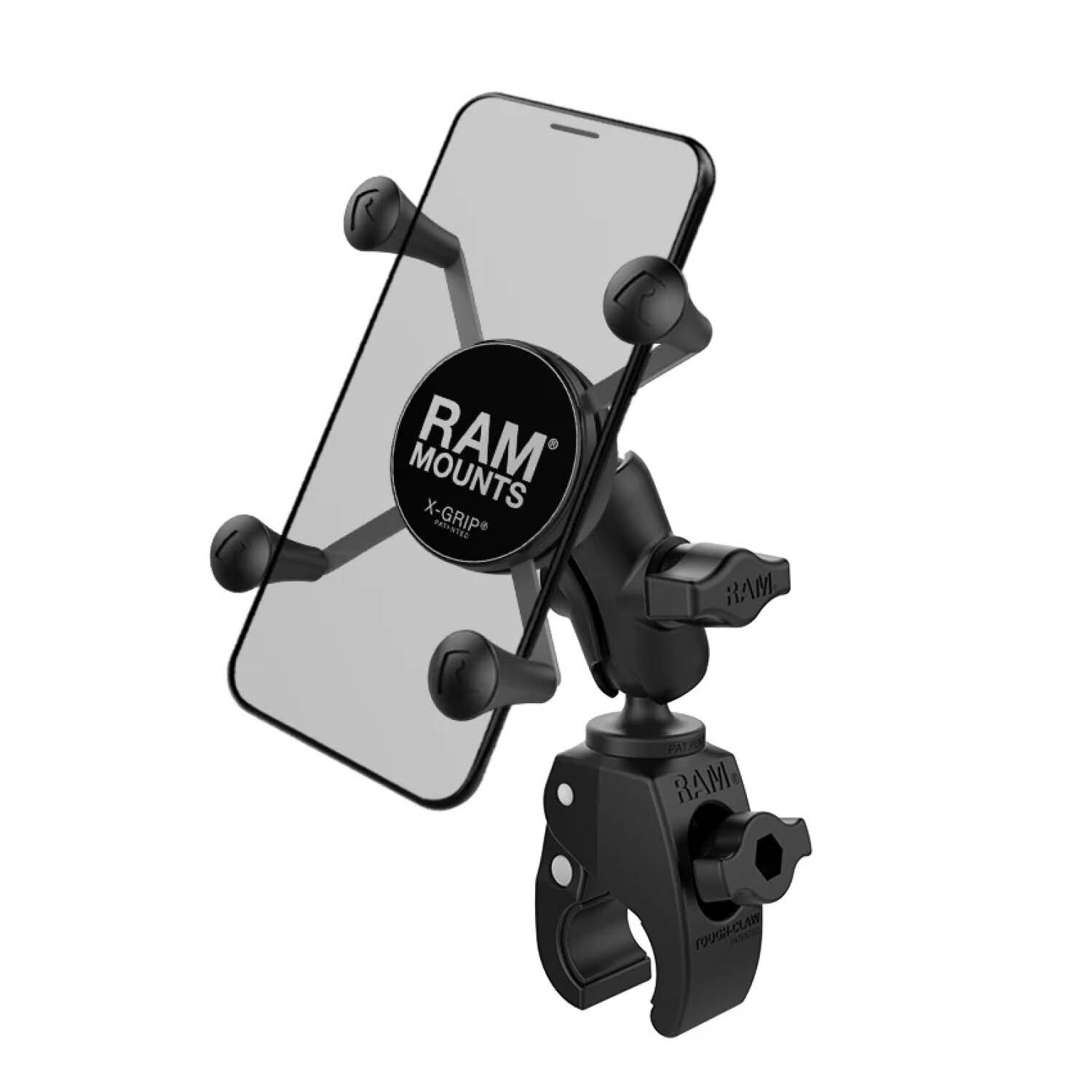 RAM Mounts X-Grip Klemm-Halterung für Smartphones - Bis 82,55 mm Breite - Kurzer Verbindungsarm - Tough-Claw Klein (Durchmesser 15,87 mm bis 28,95 mm) - B-Kugel (1 Zoll)
