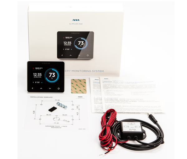 whats-in-the-box Simarine PICOone Batteriemonitor (versch. Farben)Simarine PICOone Paket Batteriemonitor System