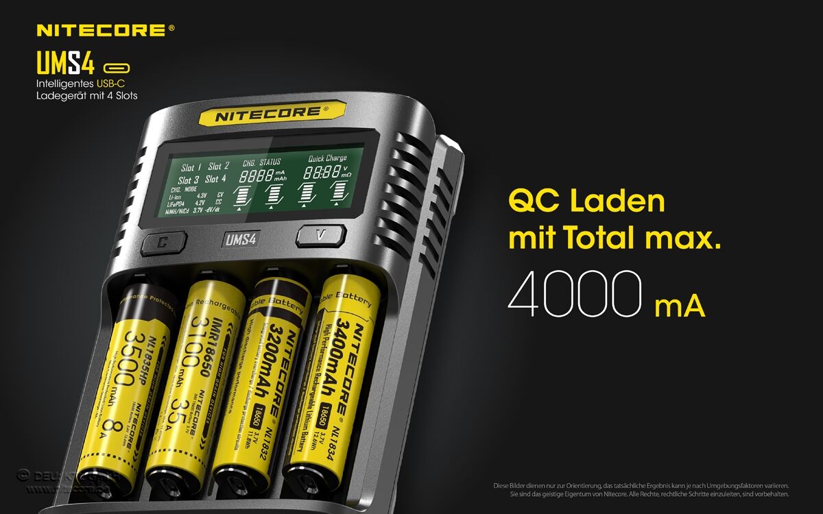 Nitecore UMS4 USB-Schnell-Ladegerät