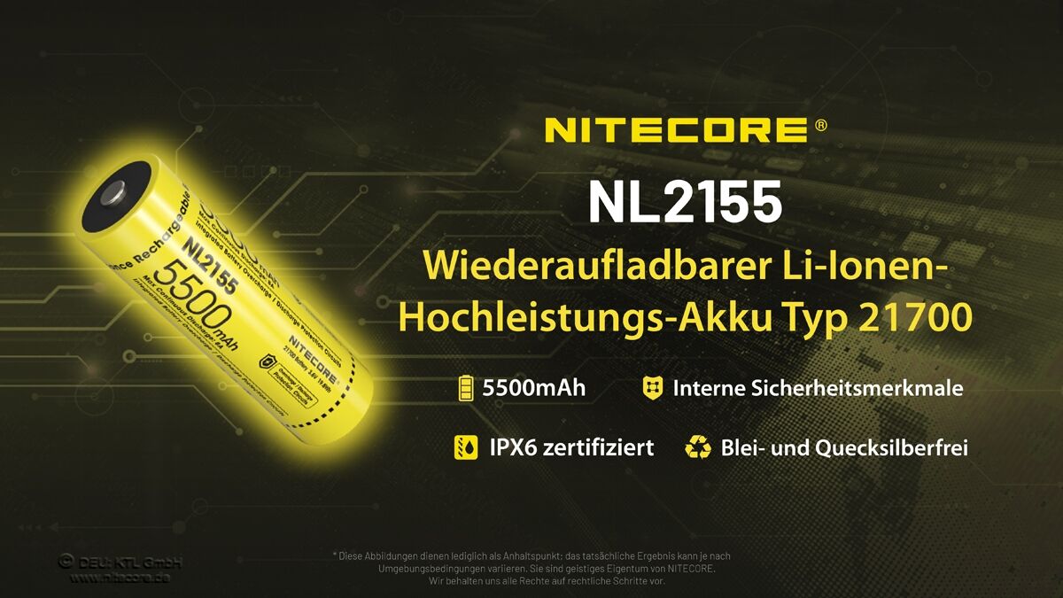 Nitecore Li-Ion Akku Typ 21700 - 5500mAh - NL2155
