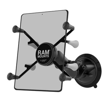 RAM Mounts X-Grip Saugfuß-Halterung für 7-8 Zoll Tablets - Mittlerer Verbindungsarm - Saugfuß mit Trapez-Basiskugel - B-Kugel (1 Zoll) - Schrauben-Set
