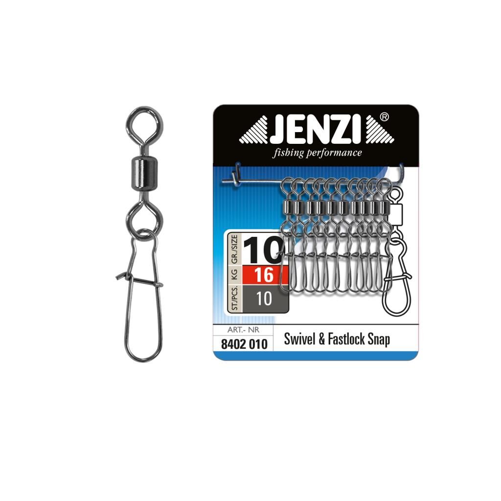 Jenzi Sicherheits-Tönnchen Karabiner Wirbel, Black Nickel, Größe 10, 16 kg