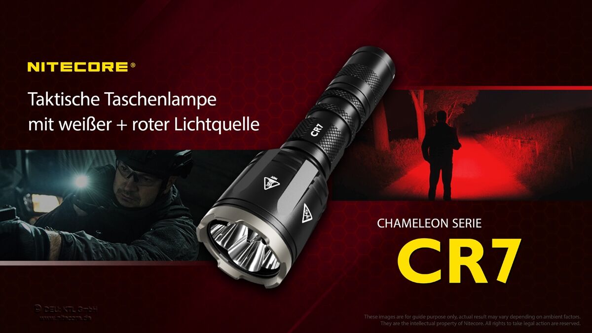 Nitecore Chameleon CR7 - 2500 Lumen Weißlicht, 370 Lumen rotes Licht