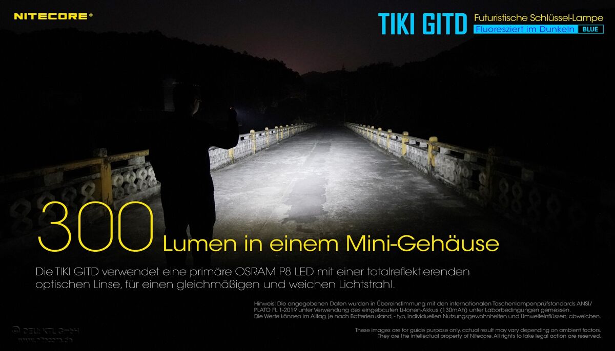 Nitecore TIKI GITD - Glow in the dark - BLUE