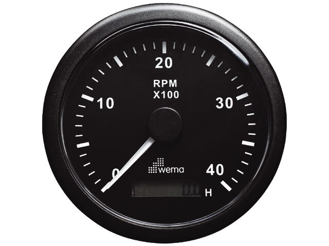 LNKZ5211 Wema Drehzahlmesser und Betriebsstundenzähler bis 4000U/min schwarz