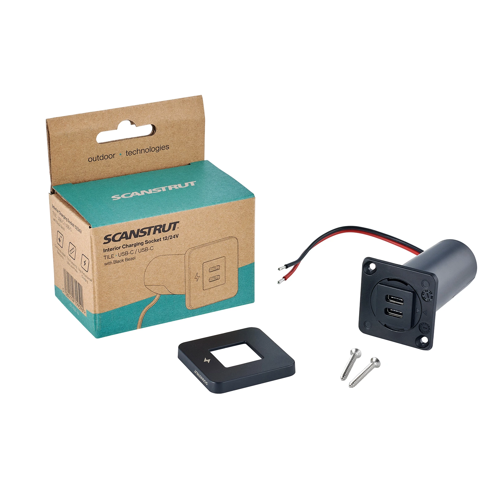 Scanstrut Tile Duale USB-C-Innenladebuchse schwarz