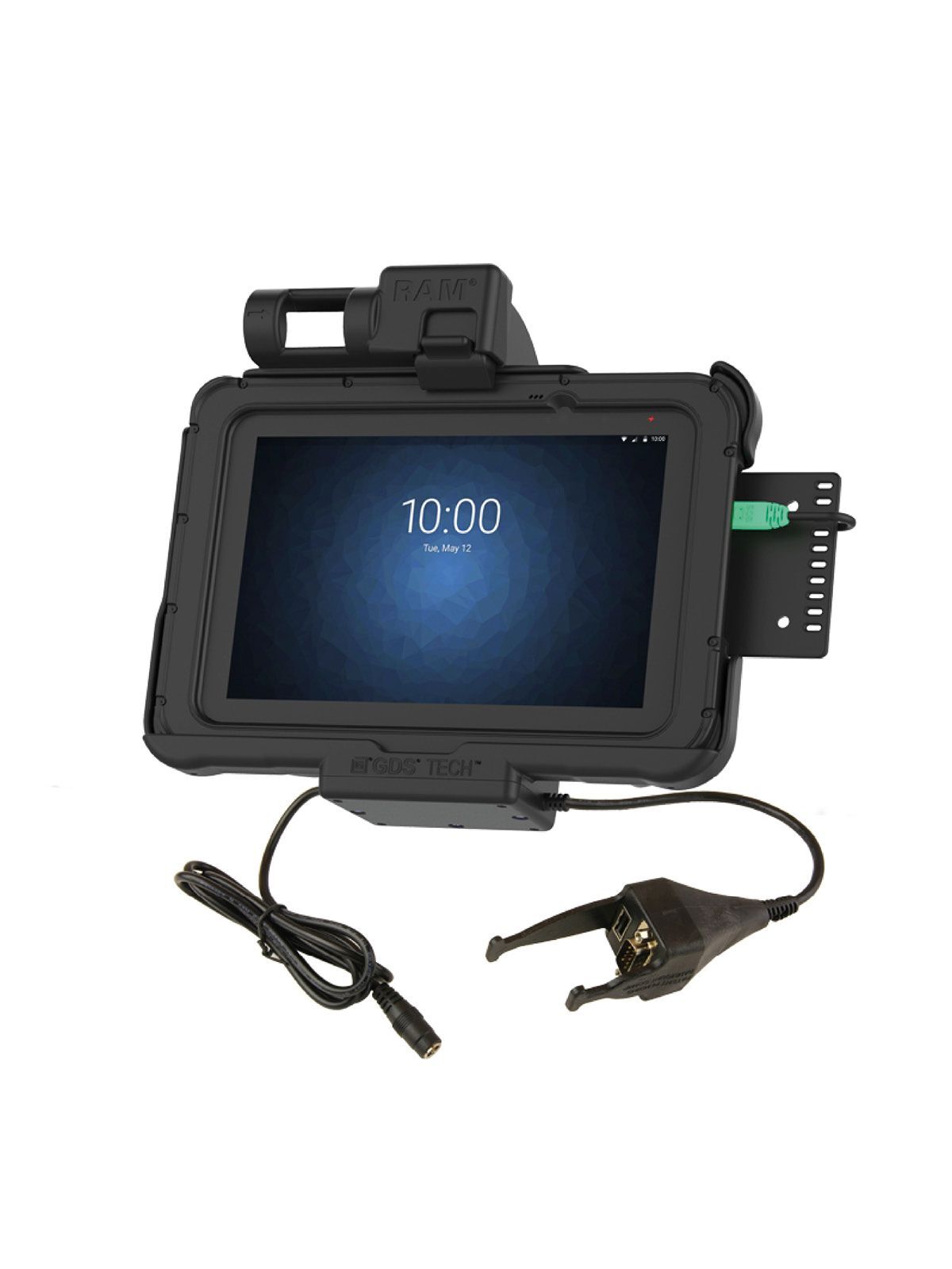 RAM Mounts Form-Fit Halteschale (Schlüsselverriegelung) für Zebra ET5x 8.3“ & 8.4“ Serie - In Rugged Boot - 5.5mm DC & USB-A/DB-Sub-Anschluss