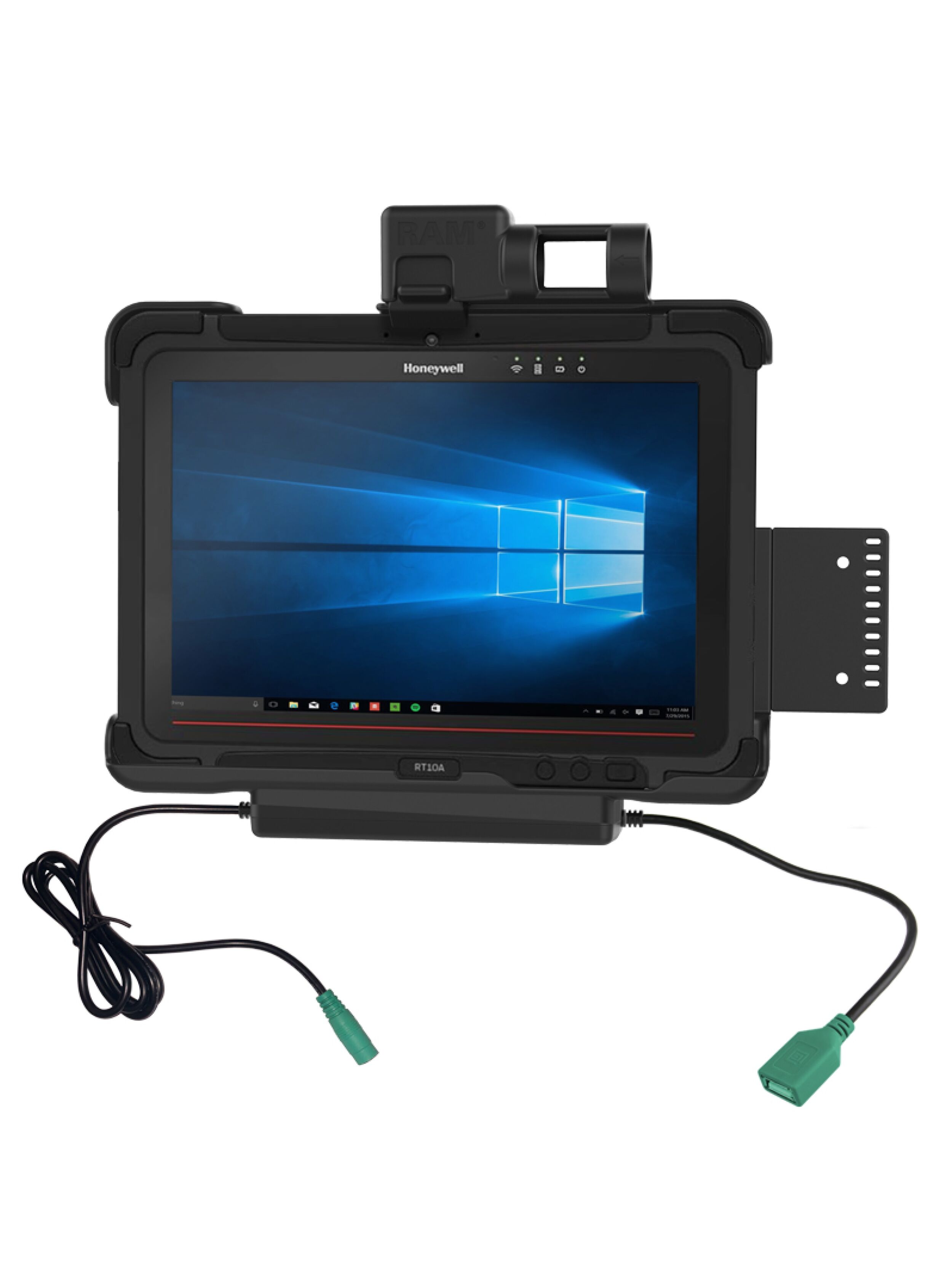 RAM Mounts Form-Fit Halteschale (Schnappverschluss) für Honeywell RT10 Rugged Tablet - 5.5mm DC & USB-A-Anschluss