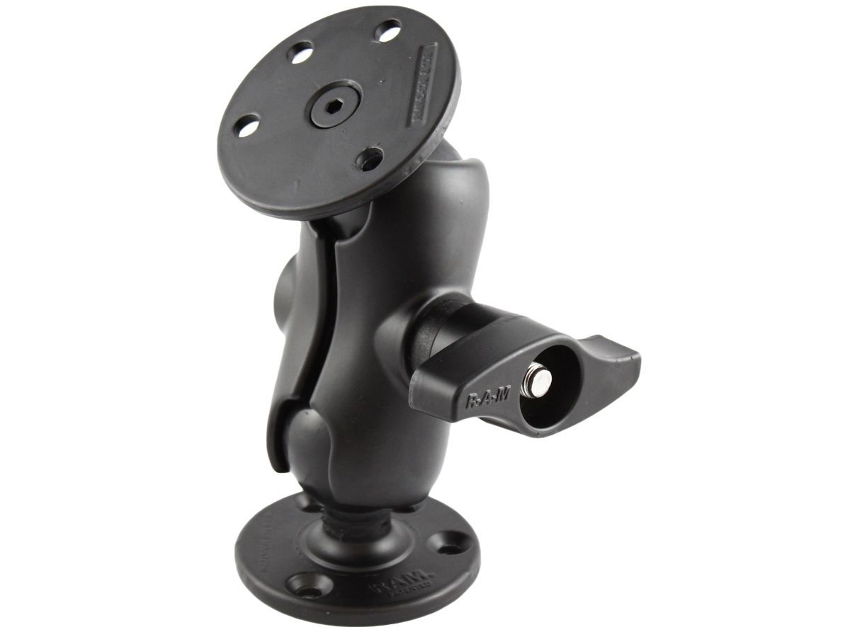 RAM Mounts Aufbau-Set - Runde Basisplatte (93,5 mm - Stahlverstärkt) - Kurzer Verbindungsarm - Runde Basisplatte (93,5 mm - Stahlverstärkt) - D-Kugel (2,25 Zoll)
