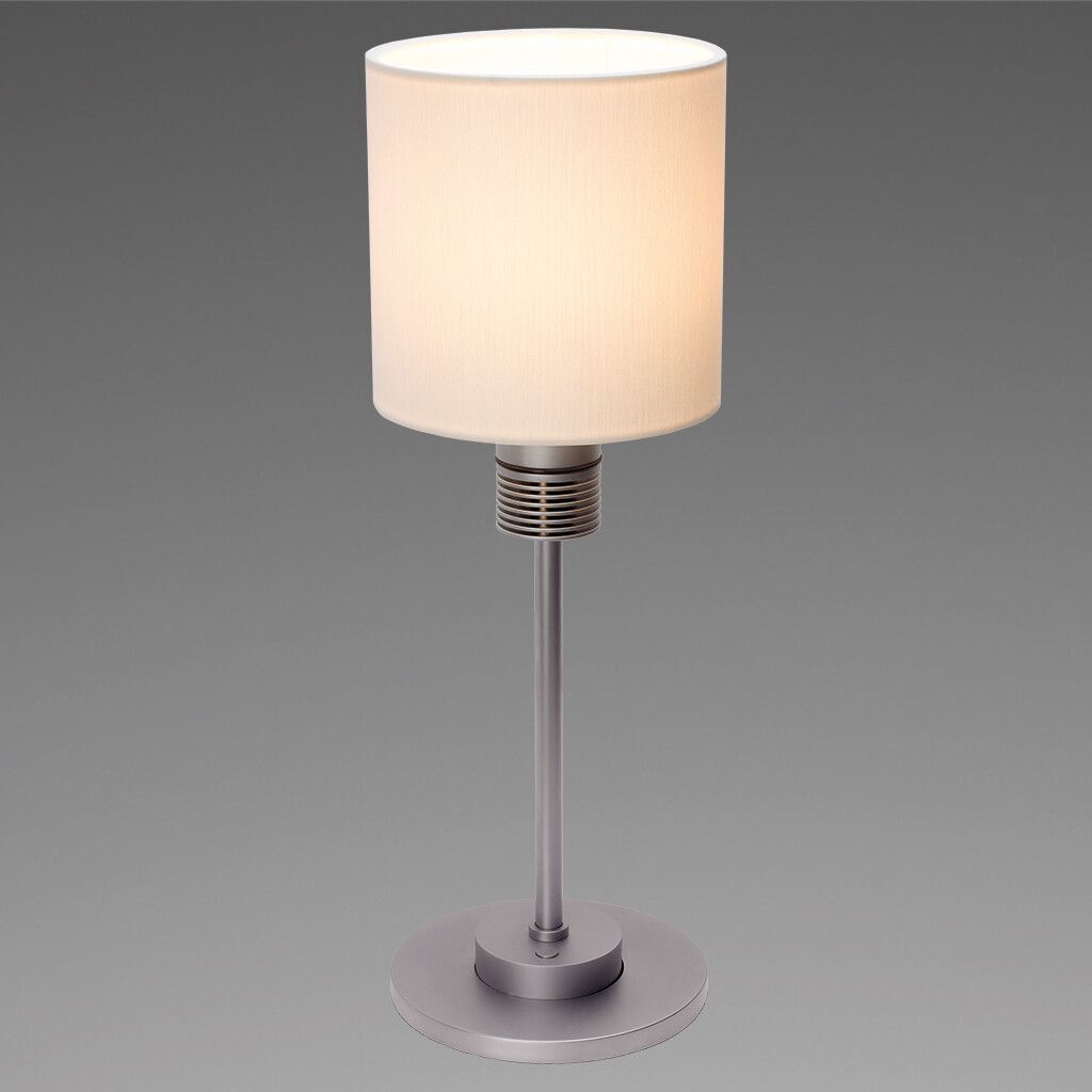 LED-Tischleuchte NOVA table HV, chrom-matt, warmweiß, Schirm rund weiß, 230V AC, max. 6W, mit Dimmer