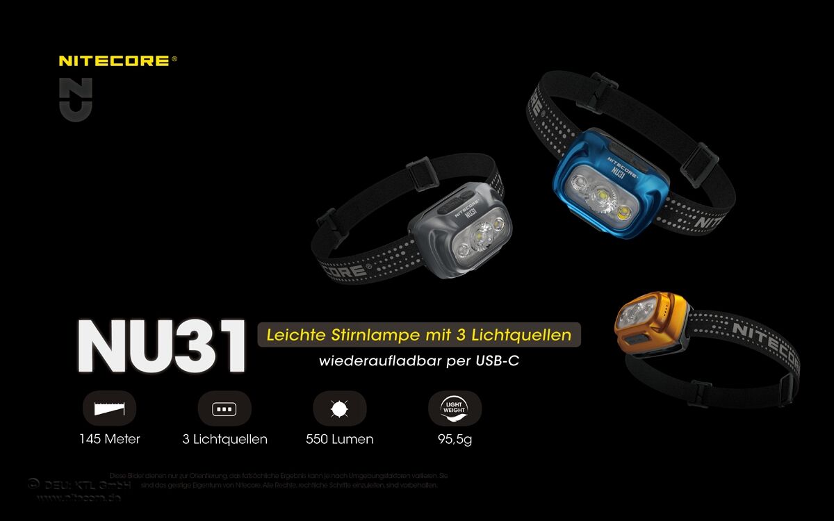 Nitecore NU31 blau - 550 Lumen