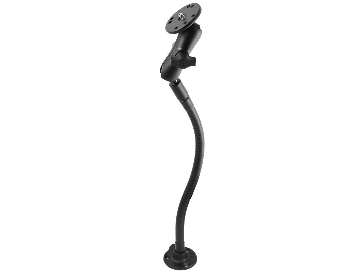 RAM Mounts Standfuss mit Kamera-Anbindung - runde Basis, flexibler Stab (ca. 300 mm), mittlerer Verbindungsarm, Basisplatte mit 1/4"-20 Gewindestift,
