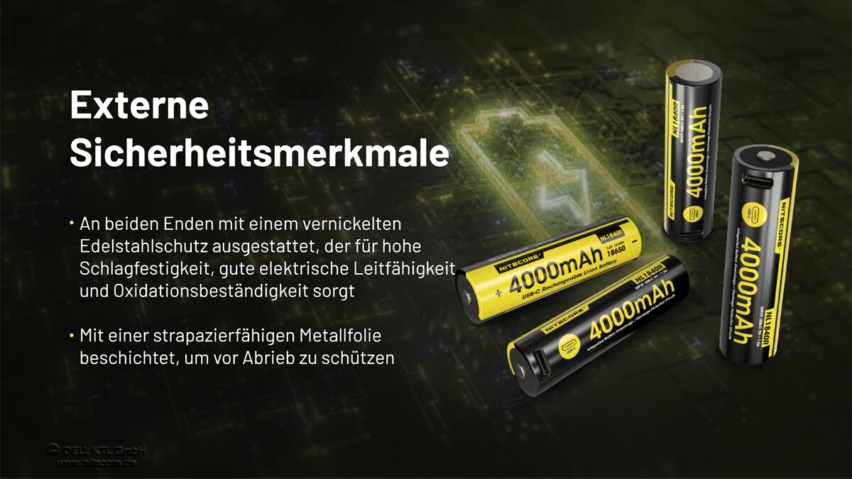 Nitecore Li-Ion 18650 Akku 4000mAh - USB-C- NL1840R