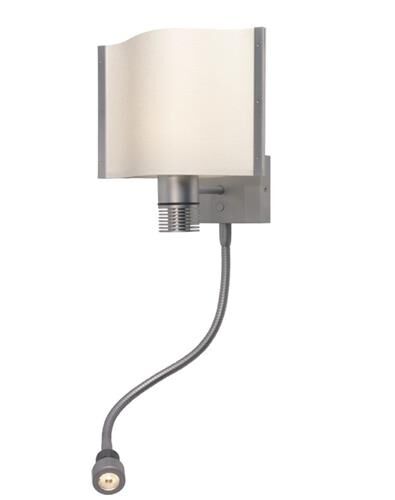 LED-Anbauleuchte CORA-LYNN 25°,chrom-matt, Schirm weiß,10-30V DC,mit Dimmer dimmbar, warmweiß