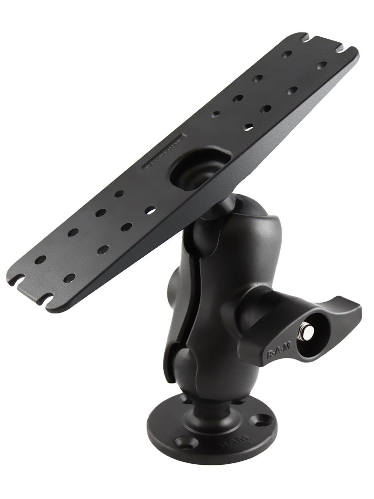 RAM Mounts Aufbau-Set - runde Basisplatte (93,5 mm Durchmesser), kurzer Verbindungsarm, Adapterplatte (279 x 76 mm), D-Kugel (2,25 Zoll), im Polybeute