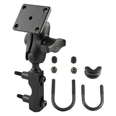 RAM Mounts Motorrad-Set für Lenker, Bremse & Kupplung - B-Kugel (1 Zoll) - 1x Rechteckige Basisplatte (AMPS) - Kurzer Verbindungsarm (ca. 61,46 mm) - 1x U-Bügel Basis (Klemmbereich 12,7 - 31,75 mm)