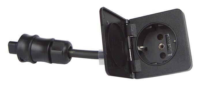 Ratio Schuko Steckdose schwarz mit Deckel für Quick Connect System Ratio Schuko Steckdose schwarz mit Deckel für Quick Connect System