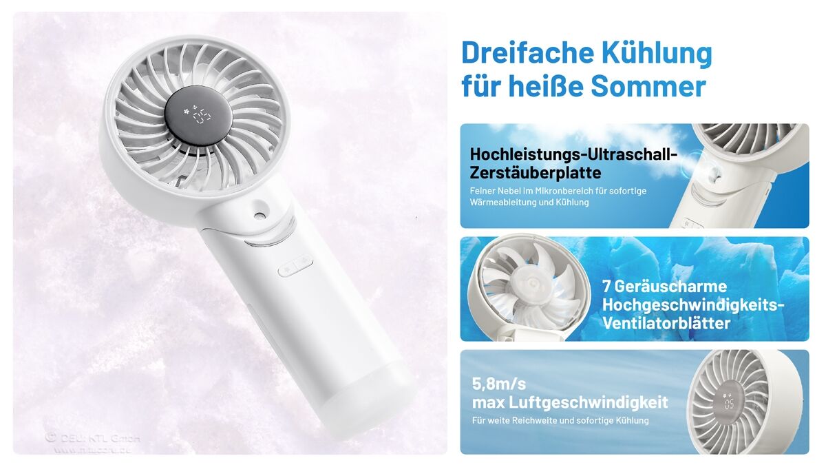 Nitecore izzCool 30 - Handventilator mit Luftbefeuchter, Cloud White