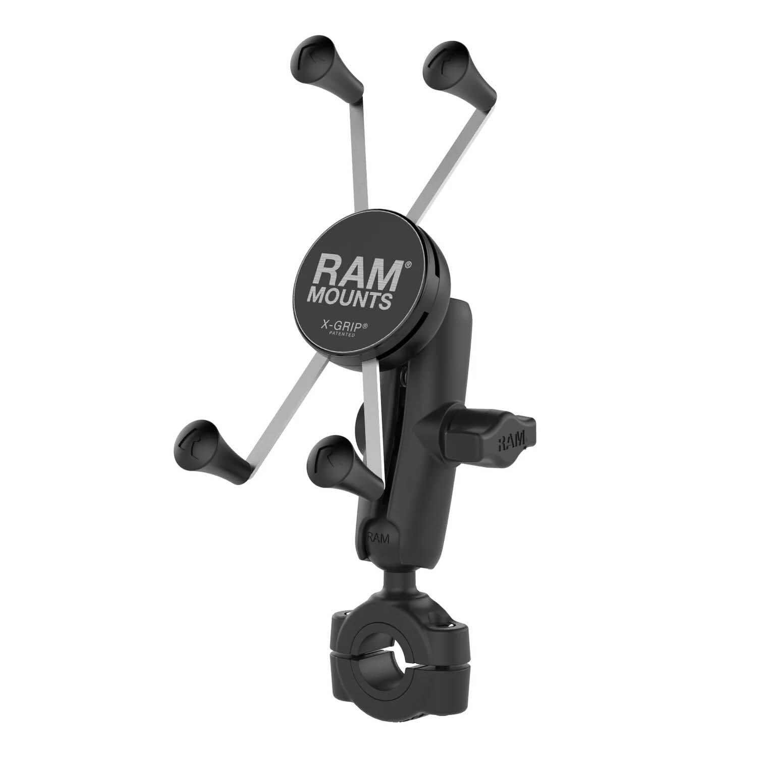RAM Mounts X-Grip Motorrad-Halterung für Smartphones - Bis 114,3 mm Breite - Mittlerer Verbindungsarm - Mittlere Torque Rohrschelle (Durchmesser 19,05 mm bis 25,4 mm) - B-Kugel (1 Zoll)