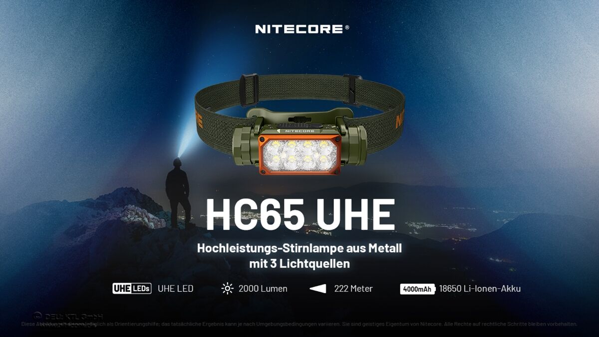 Nitecore HC65 UHE Hunting Edition - 2000 Lumen - 3 Lichtquellen