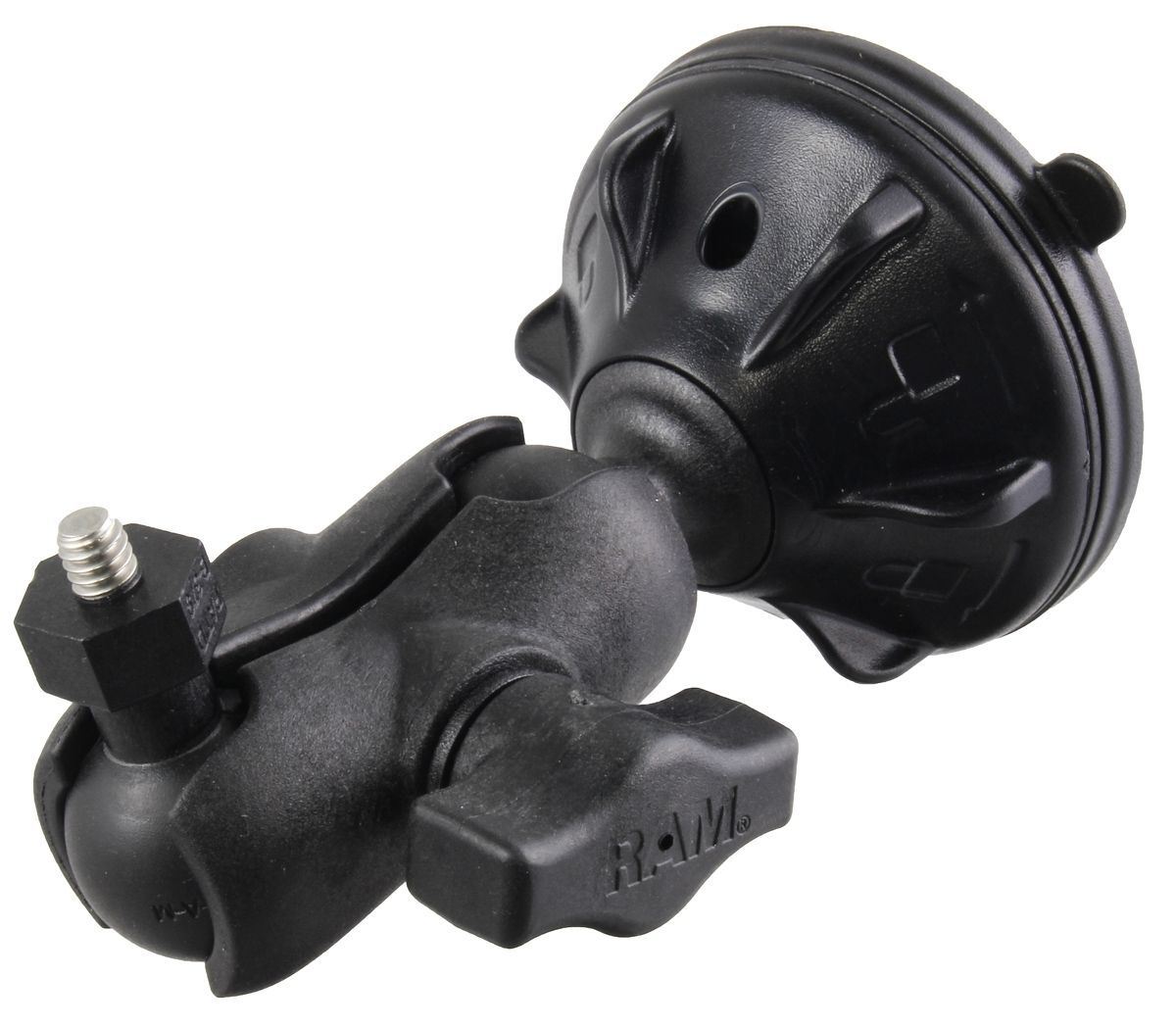 RAM Mounts Verbundstoff Saugfuss-Set - kurzer Verbindungsarm, Tough-Ball mit 1/4"-20 Gewindestift, B-Kugel (1 Zoll), im Polybeutel