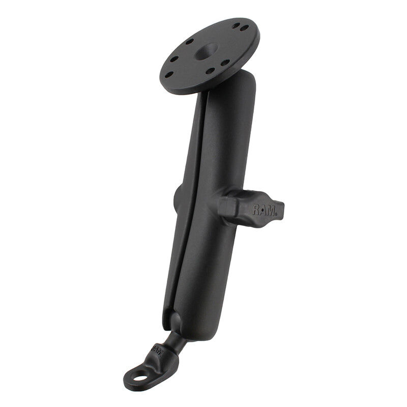 RAM Mounts Motorrad-Set - B-Kugel (1 Zoll), Basisbefestigung (9 mm Bohrung), langer Verbindungsarm, runde Basisplatte (AMPS)