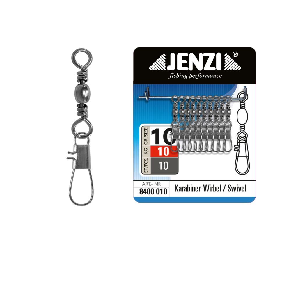 Jenzi Karabiner-Wirbel in Black - Nickel, Größe 10, bis 10 kg.