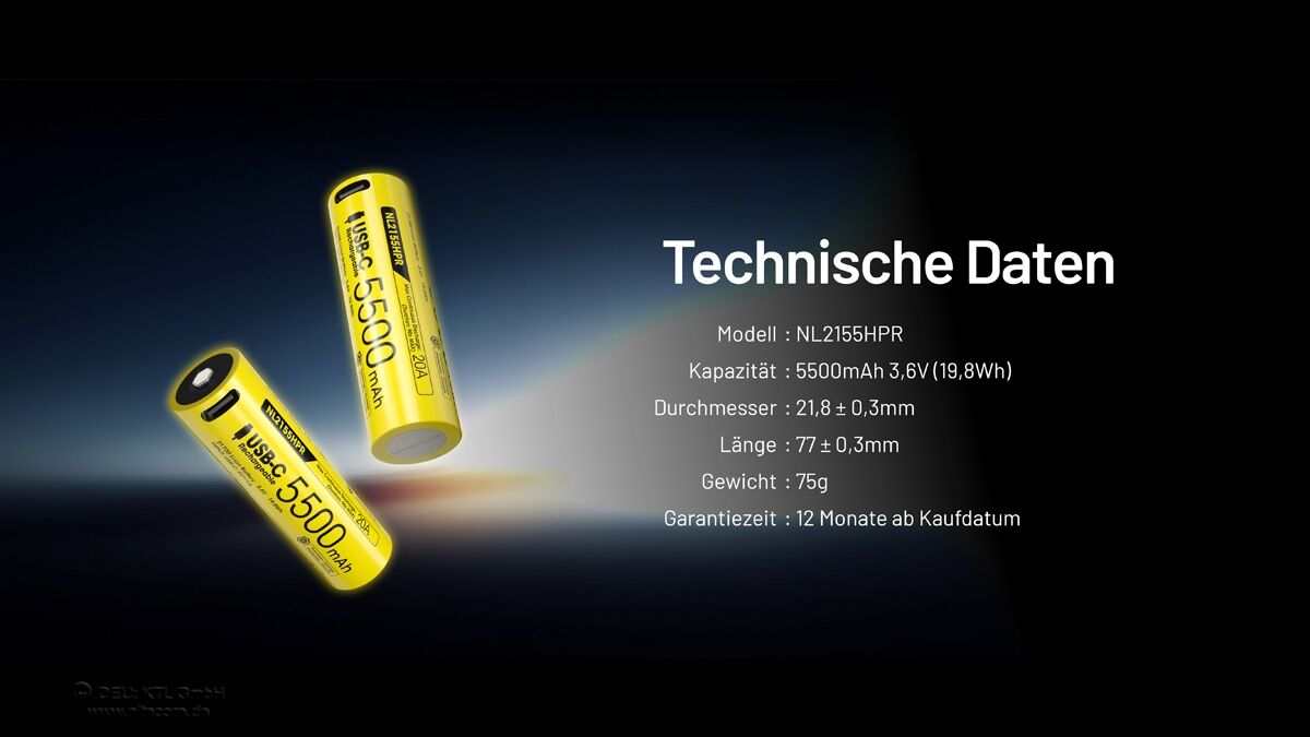 Nitecore 21700 Akku, USB-C, 5500mAH, NL2155HPR