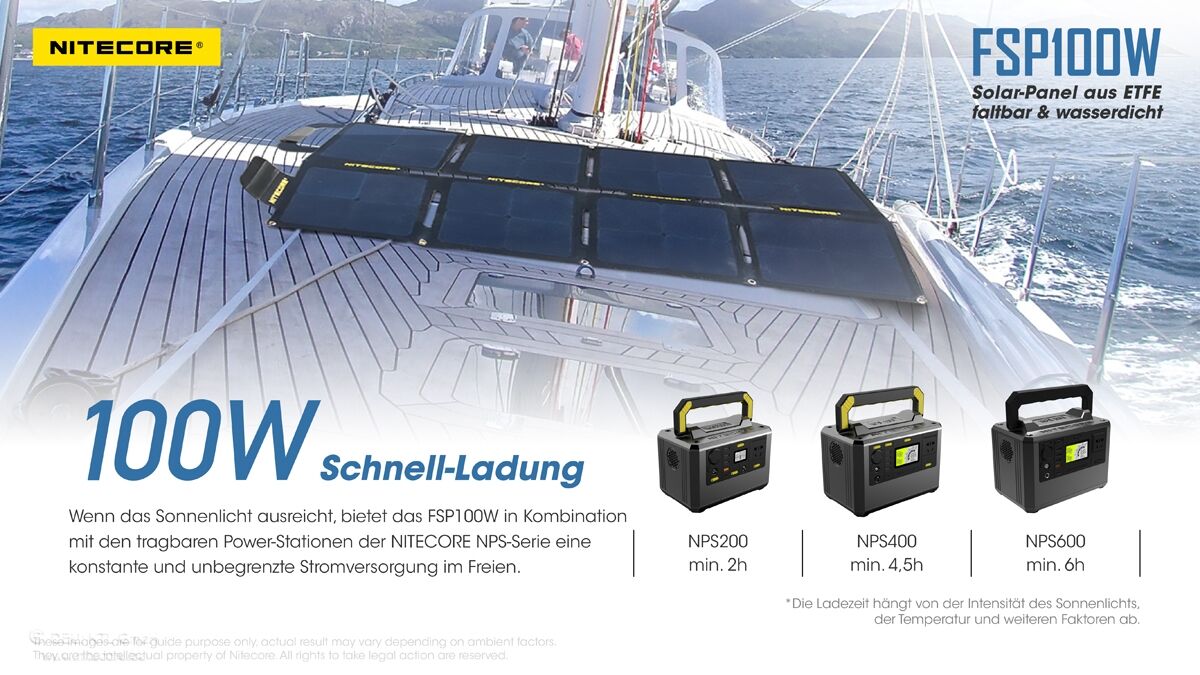 Nitecore Solarpanel FSP100W IPX5- 100W