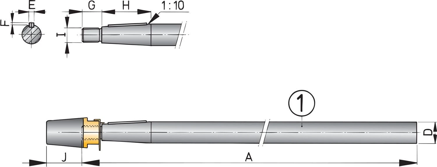 Propeller shaft incl. nut with zinc anode Ø 30 mm, length 2500 mm, cone 25 mm