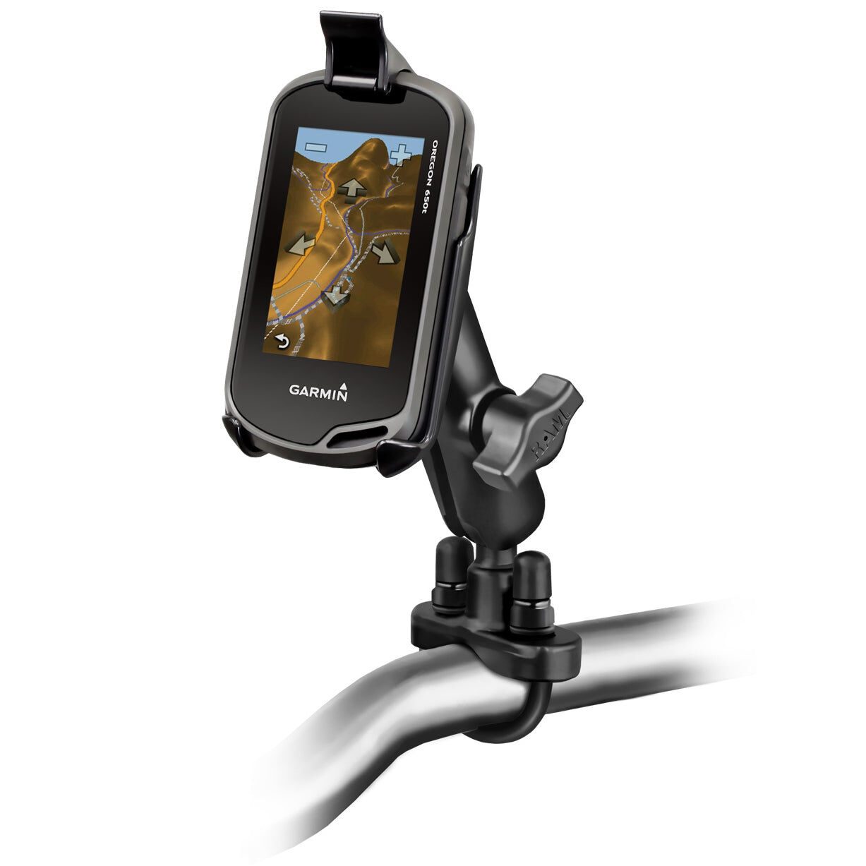RAM Mounts Lenker-Halterung Garmin Oregon Serie - B-Kugel (1 Zoll), Schraubklemme, mittlerer Verbindungsarm (ca. 90 mm)