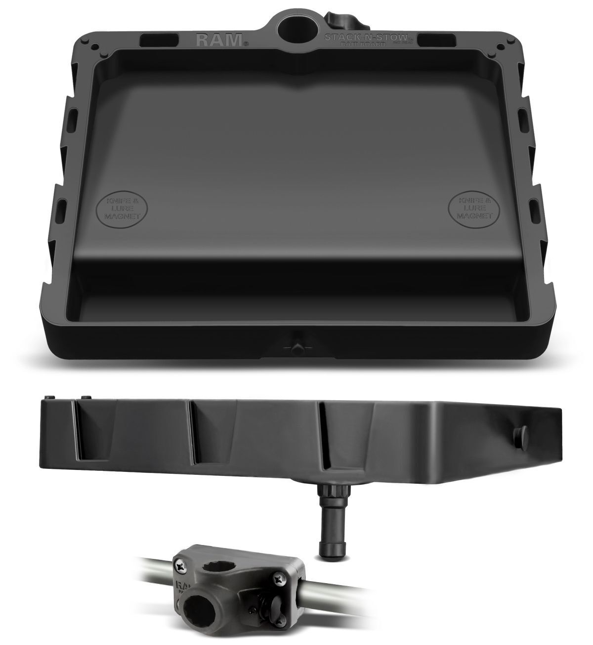 RAM Mounts Verbundstoff Stack-N-Stow Ablagefach für Angelzubehör - mit Post & Spline Stift und Aufnahme (für Rohre), im Polybeutel
