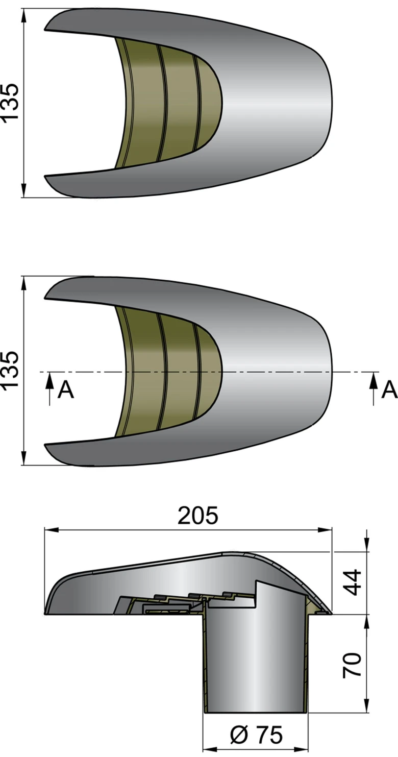 Vetus Lüftungsmuschel TYP75, AD=75mm