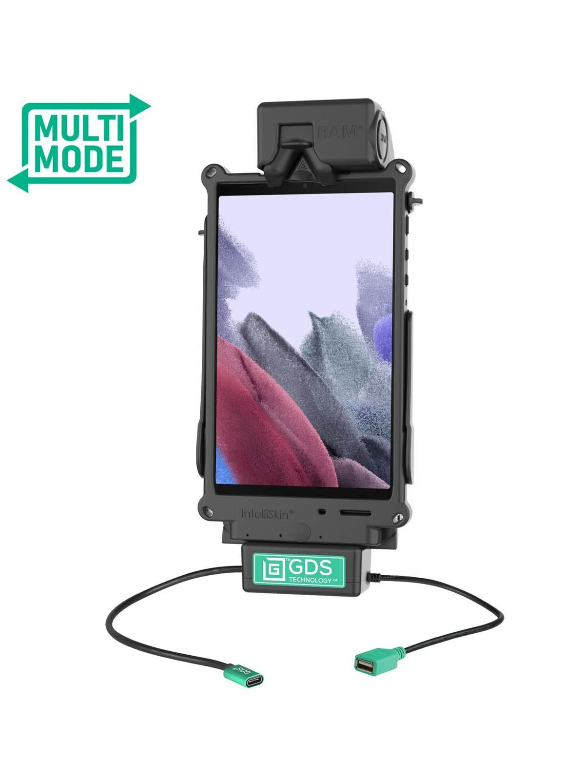 RAM Mounts GDS Tough-Dock Halteschale (Schnappverschluss) für Samsung Tab A9 & A7 Lite (8.7") - in IntelliSkin Next Gen Schutzhülle - Multi-Mode - USB-C & USB-A-Anschluss
