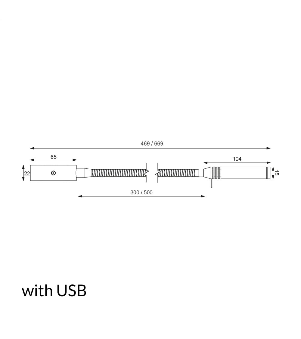 LED-Flexleuchte 07-1, 300mm, chrom-glanz/Leder schwarz, rot/warmweiß, 10-30V DC, max.3 W, mit Dimmer