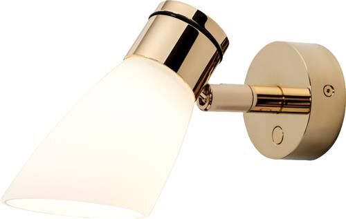 LED-Anbauleuchte R1, D2W, gold-glanz, warmweiß, 10-30V DC, max. 3W, Glas weiß mattiert, mit Dimmer