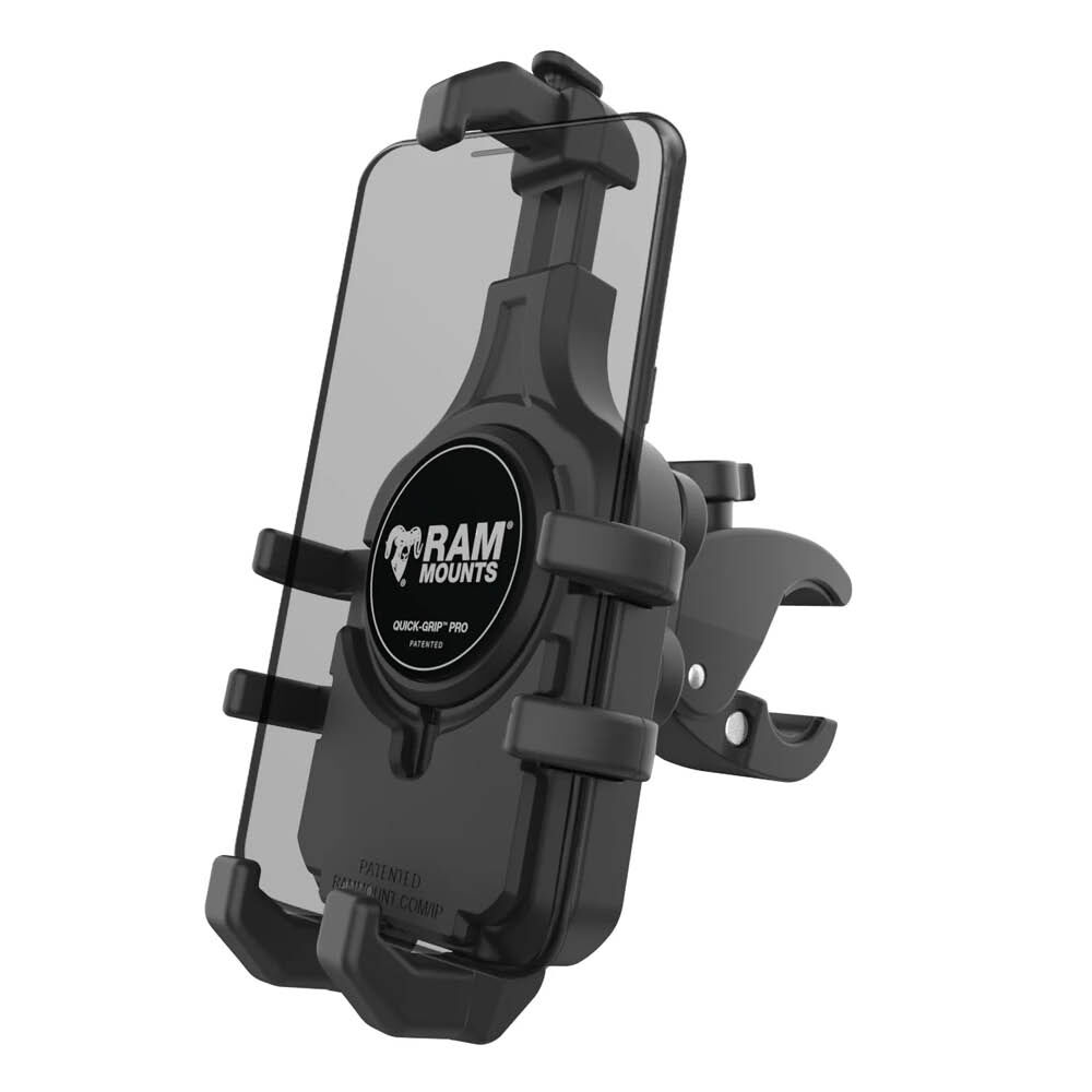 RAM Mounts Quick-Grip Pro Klemm-Halterung für Smartphones - Mit Vibrationsdämpfung - Bis 95,25 mm Breite - Mag-Safe Kompatible - Tough-Claw Klein (Durchmesser 15,87 mm bis 28,95 mm) - Schrauben-Set
