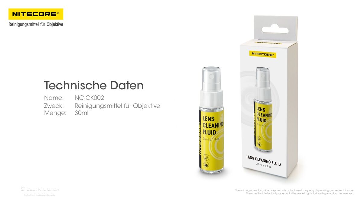 Nitecore Reinigungsflüssigkeit für Kameralinsen, 30 ml