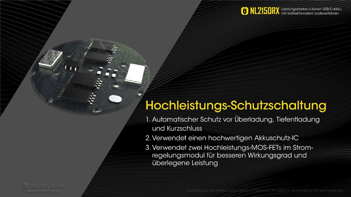 Nitecore Li-Ion Akku Typ 21700 - 5000mAh - NL2150RX mit Powerbank-Funktion