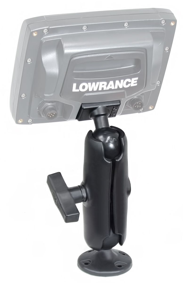 RAM Mounts Marine Verbundstoff-Set für Lowrance Mark/Elite - runde Basisplatte, mittlerer Verbindungsarm, Lowrance-Adapter, C-Kugel (1,5 Zoll), im Pol
