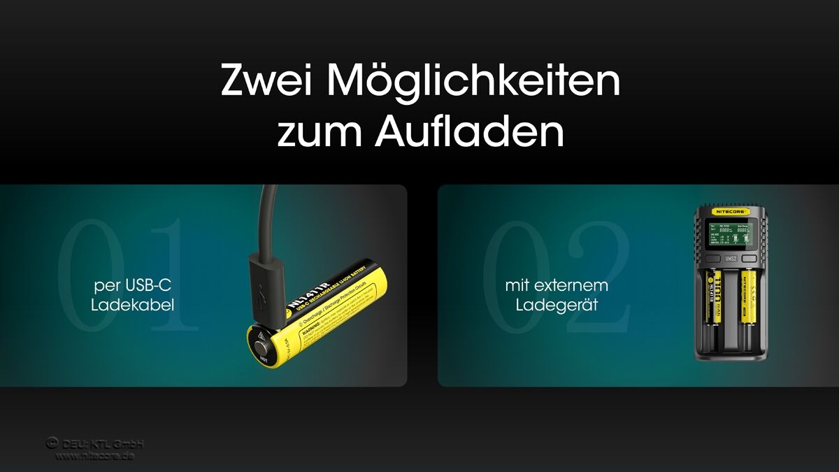 Nitecore Li-Ion Akku 14500, 1100mAh, USB-C, NL1411R