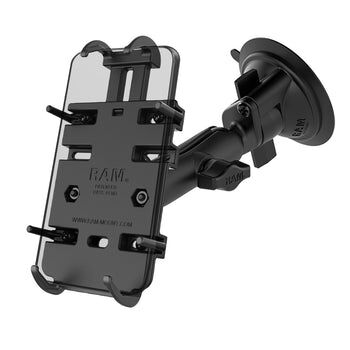 RAM Mounts Universal Saugfuss-Halterung für elektronische Geräte - mittlerer Verbindungsarm, 2x Diamond-Basisplatte (Trapez), Halteschale, B-Kugel (1