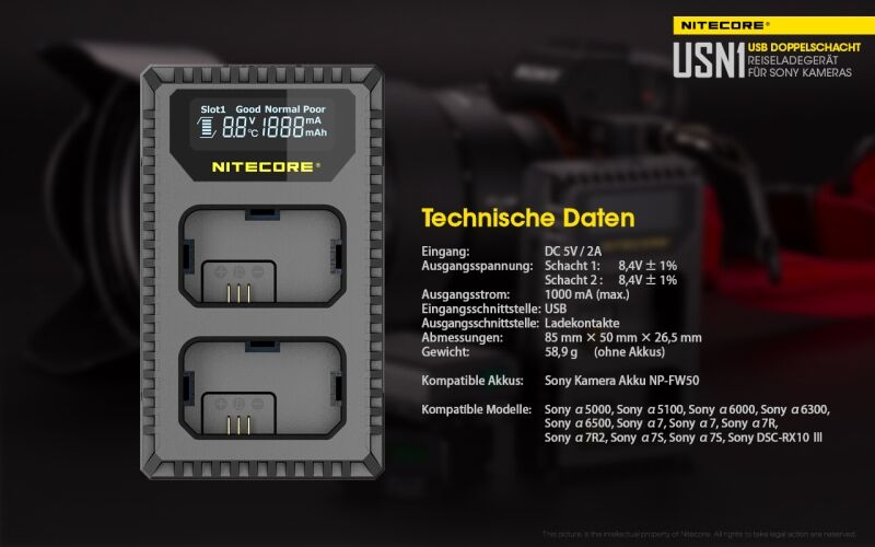 Nitecore USN1 - für Sony Cameras