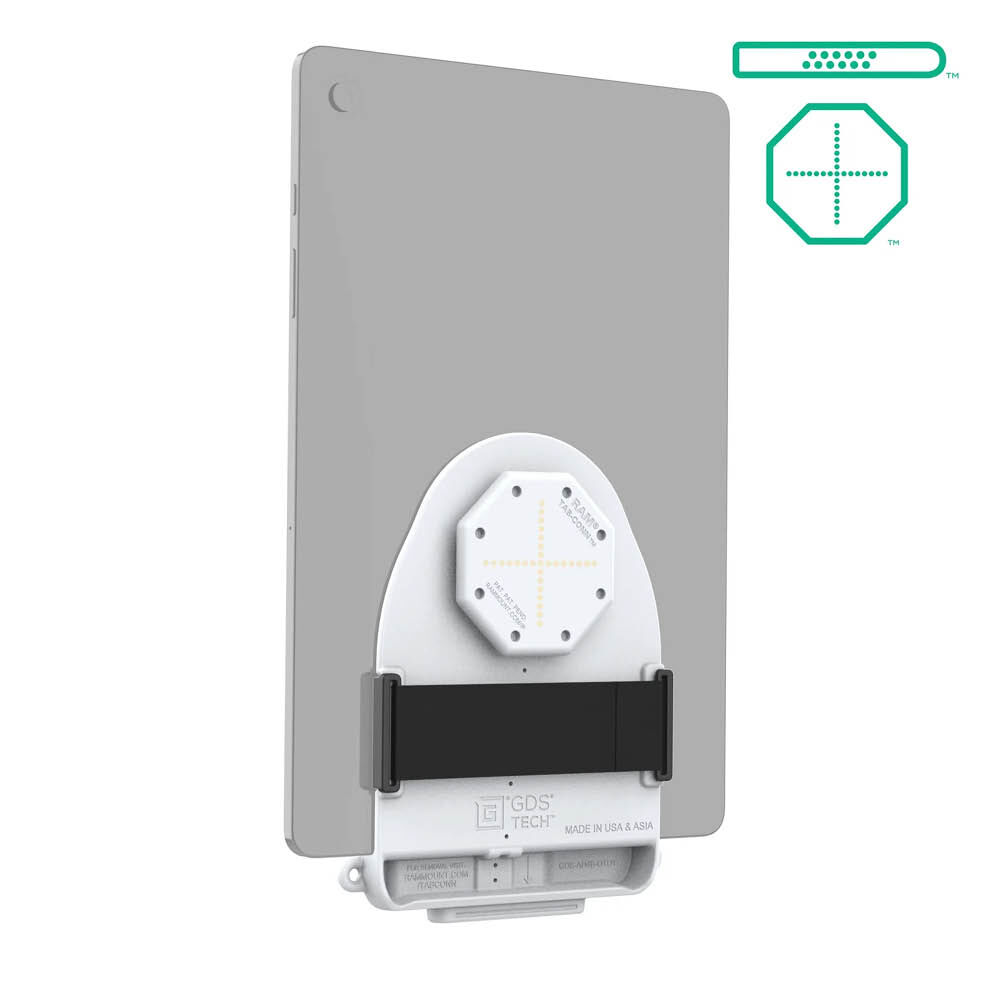 RAM Mounts GDS Tab-Conn für Tablets ohne Schutzhüllen - D-Shape & rückseitige Pogo-Pads - Hellgrau