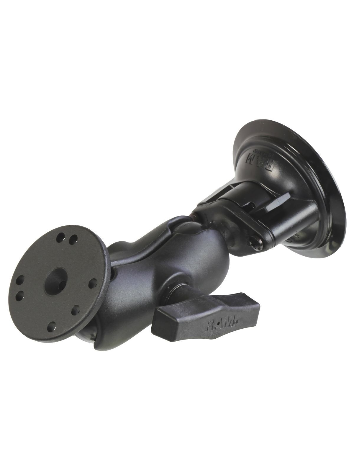 RAM Mounts Saugfuss-Set mit AMPS-Anbindung - kurzer Verbindungsarm, Diamond-Basisplatte (Trapez), runde Basisplatte, C-Kugel (1,5 Zoll), im Polybeutel