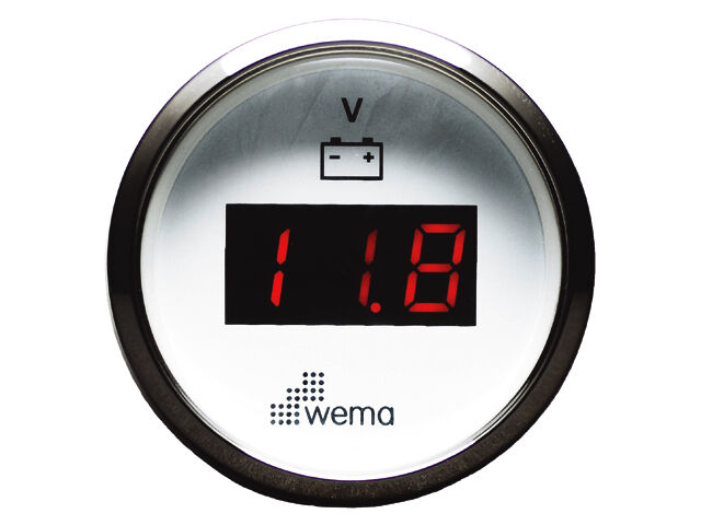 WEMA Anzeige Edelstahlring Voltmeter weiß
