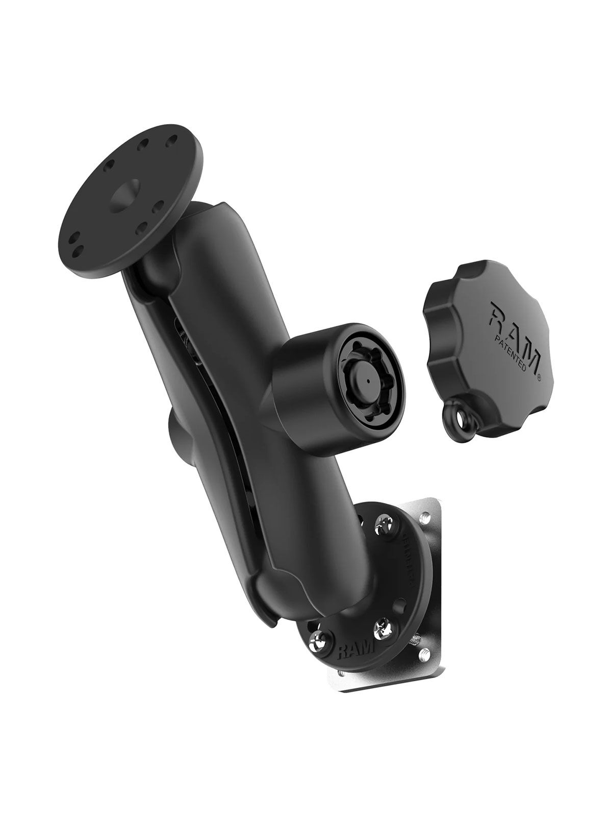 RAM Mounts Set mit Gegenplatte und Schloss - C-Kugel (1,5 Zoll), mittlerer Verbindungsarm, 4-Loch AMPS