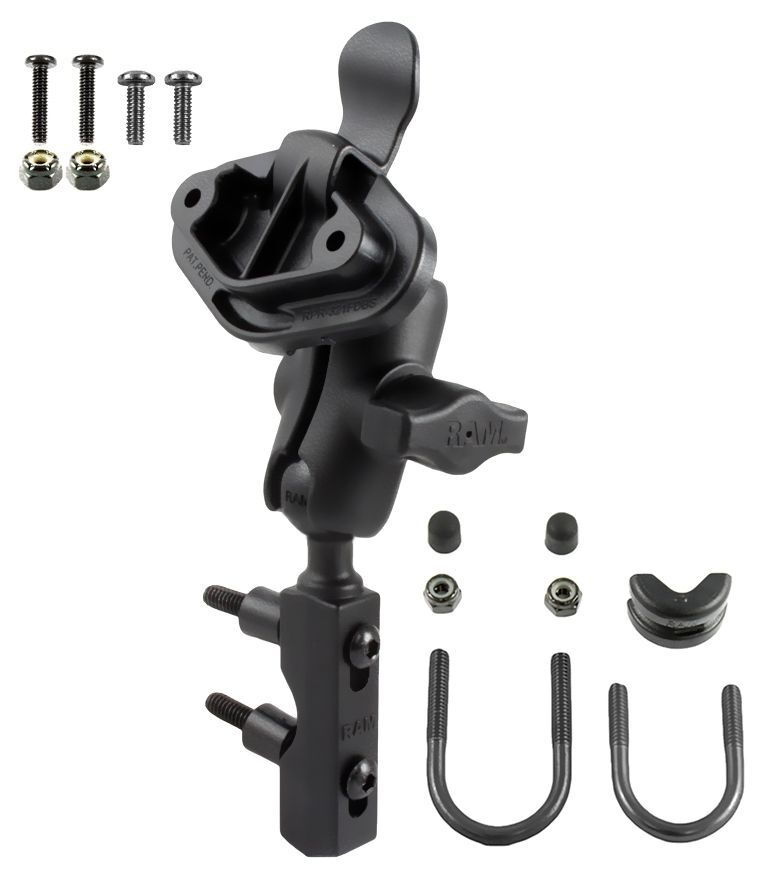RAM Mounts Motorrad-Set mit EZY-Mount Adapter - B-Kugel (1 Zoll), Basisbefestigung (Lenker/Bremse/Kupplung), kurzer Verbindungsarm, EZY-Mount-Adapter