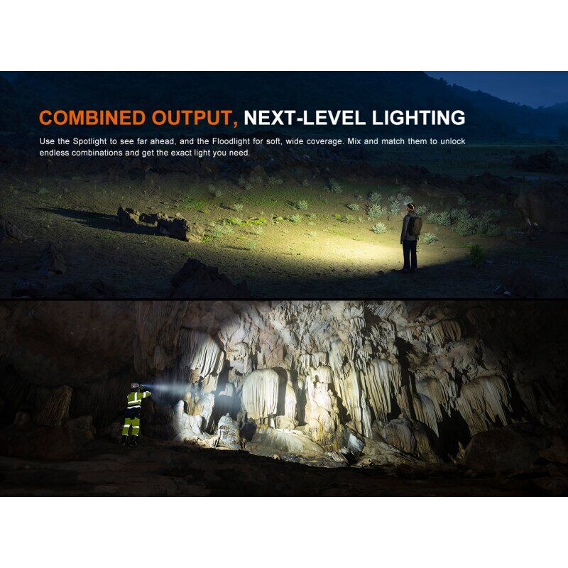 Fenix HM65R V2.0 Stirnlampe mit 2.200 Lumen in Anwendung, für freihändige Nutzung beim Wandern und Arbeiten.