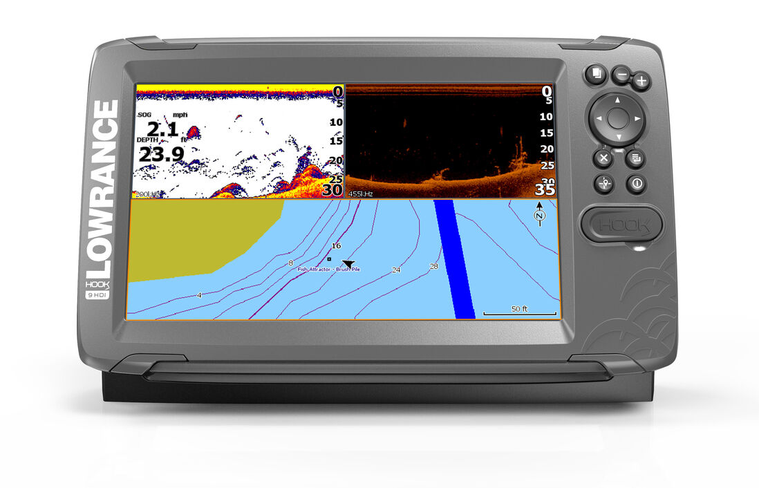 Lowrance-HOOK2-9-SplitShot-HDI-product-front-facing-renders-8-17_20799 Lowrance Hook2-9 SplitShot GPS Combo Echolot Front